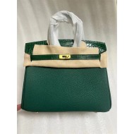 Hermes Birkin Touch 25/30cm Bag Togo and Crocodile Leather In Malachite WAX High