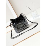 Chanel 22 MINI HANDBAG Patent Gradient Calfskin & Lacquered Metal Silver-Black AS3980 High