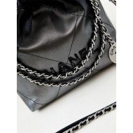 Chanel 22 MINI HANDBAG Patent Gradient Calfskin & Lacquered Metal Silver-Black AS3980 High