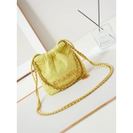 Chanel 22 MINI HANDBAG Canvas & Gold-Tone Metal Yellow AS3980 High