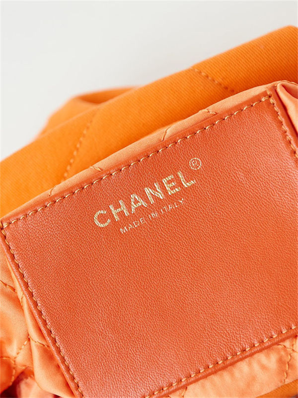 Chanel 22 MINI HANDBAG Canvas & Gold-Tone Metal Orange AS3980 High