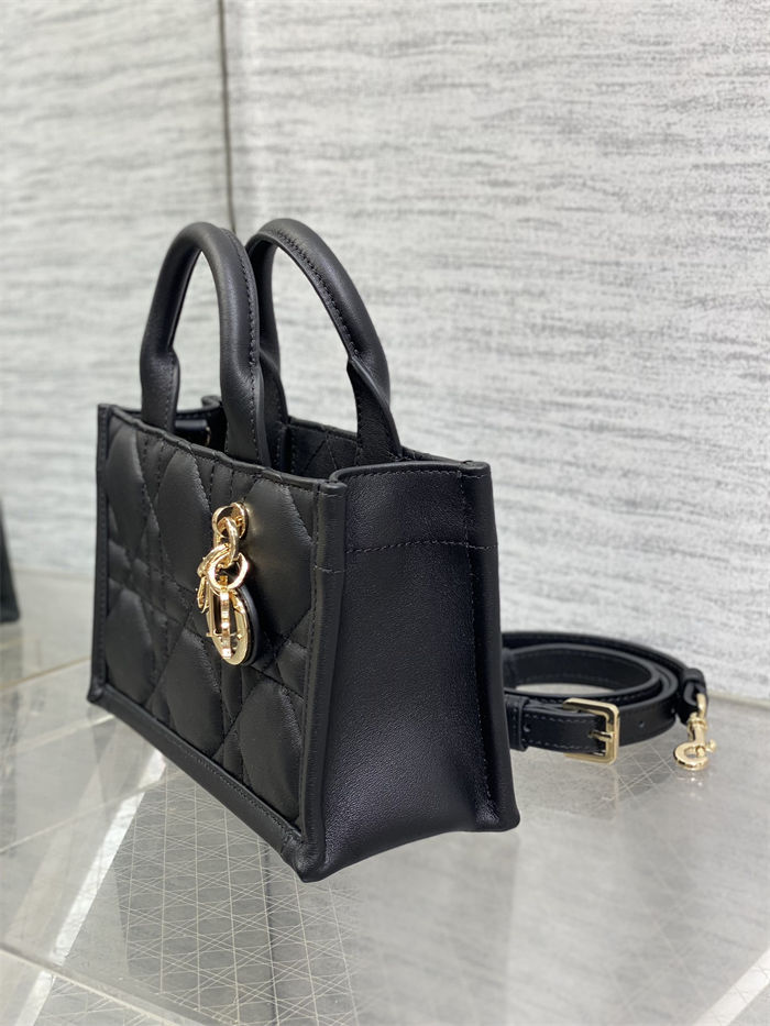 MINI Dior BOOK TOTE Macrocannage Calfskin Black High