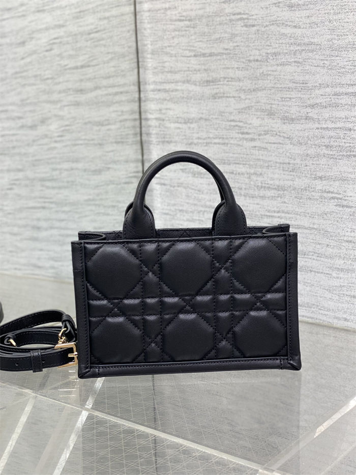 MINI Dior BOOK TOTE Macrocannage Calfskin Black High