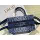 MINI Dior BOOK TOTE Dior Oblique Embroidery Blue Denim High