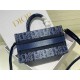 MINI Dior BOOK TOTE Dior Oblique Embroidery Blue Denim High