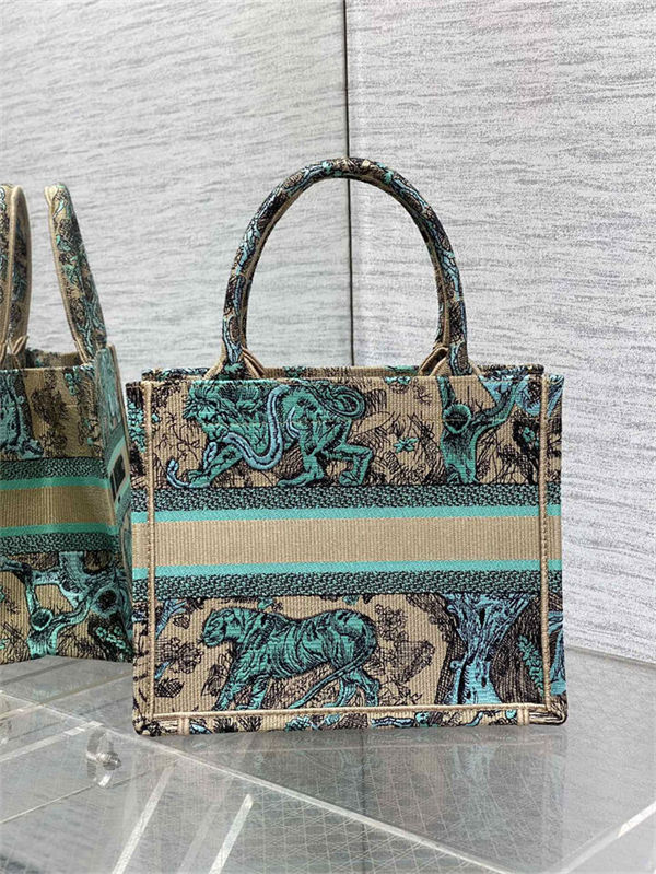 SMALL Dior BOOK TOTE Toile de Jouy Embroidery Sauvage Raffia High