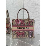 SMALL Dior BOOK TOTE Toile de Jouy Embroidery Sauvage Raffia High