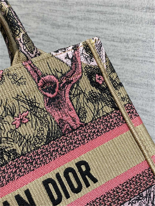 SMALL Dior BOOK TOTE Toile de Jouy Embroidery Sauvage Raffia High