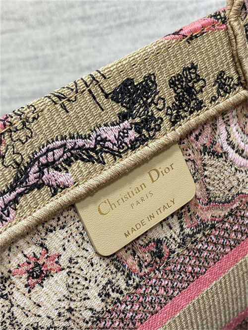 SMALL Dior BOOK TOTE Toile de Jouy Embroidery Sauvage Raffia High