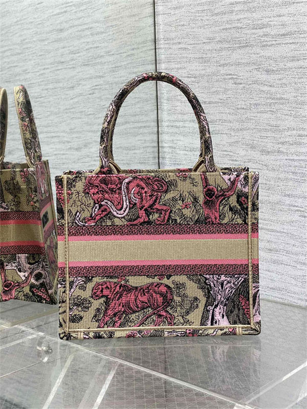 SMALL Dior BOOK TOTE Toile de Jouy Embroidery Sauvage Raffia High