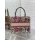 SMALL Dior BOOK TOTE Toile de Jouy Embroidery Sauvage Raffia High