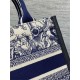 SMALL Dior BOOK TOTE Toile de Jouy Embroidery Blue With Strap High