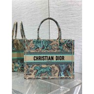 MEDIUM Dior BOOK TOTE Toile de Jouy Embroidery Sauvage Raffia High