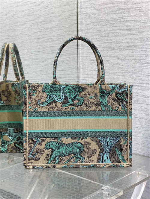 MEDIUM Dior BOOK TOTE Toile de Jouy Embroidery Sauvage Raffia High