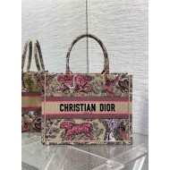 MEDIUM Dior BOOK TOTE Toile de Jouy Embroidery Sauvage Raffia High