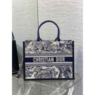 MEDIUM Dior BOOK TOTE Toile de Jouy Embroidery Blue High