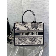 MEDIUM Dior BOOK TOTE Zodiac Embroidery and Black Calfskin High