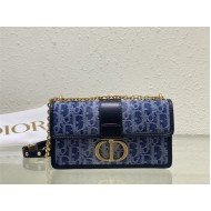 30 MONTAIGNE EAST-WEST BAG WITH CHAIN Dior Oblique Jacquard Blue Denim High