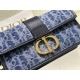 30 MONTAIGNE EAST-WEST BAG WITH CHAIN Dior Oblique Jacquard Blue Denim High