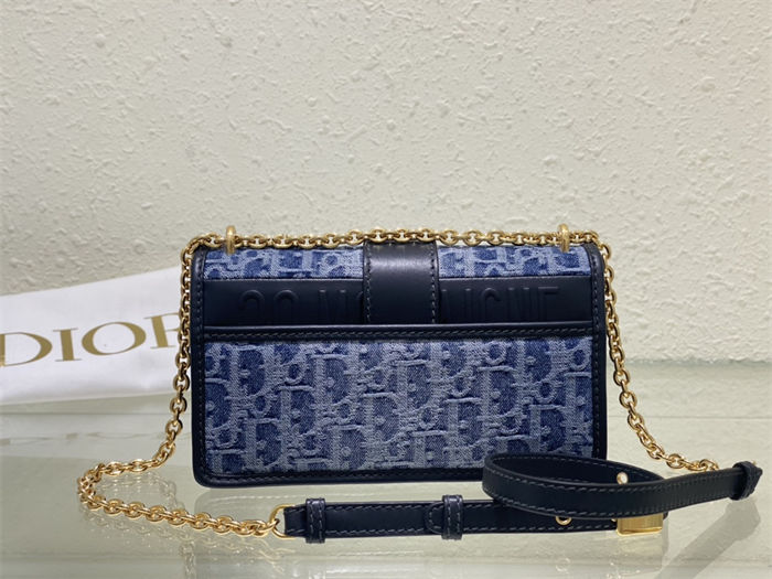 30 MONTAIGNE EAST-WEST BAG WITH CHAIN Dior Oblique Jacquard Blue Denim High