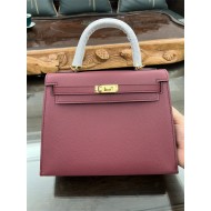 Hermes Kelly 25/28cm Sellier Bag Epsom Leather Silver/Gold Metal In Bordeaux High