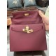 Hermes Kelly 25/28cm Sellier Bag Epsom Leather Silver/Gold Metal In Bordeaux High