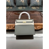 Hermes Kelly 25/28cm Sellier Bag Epsom Leather Silver/Gold Metal In Vert Amande High