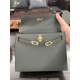 Hermes Kelly 25/28cm Sellier Bag Epsom Leather Silver/Gold Metal In Vert Amande High