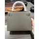 Hermes Kelly 25/28cm Sellier Bag Epsom Leather Silver/Gold Metal In Etain High