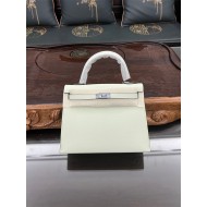 Hermes Kelly 25/28cm Sellier Bag Epsom Leather Silver/Gold Metal In Vert Fizz High