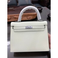 Hermes Kelly 25/28cm Sellier Bag Epsom Leather Silver/Gold Metal In Vert Fizz High