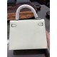 Hermes Kelly 25/28cm Sellier Bag Epsom Leather Silver/Gold Metal In Vert Fizz High