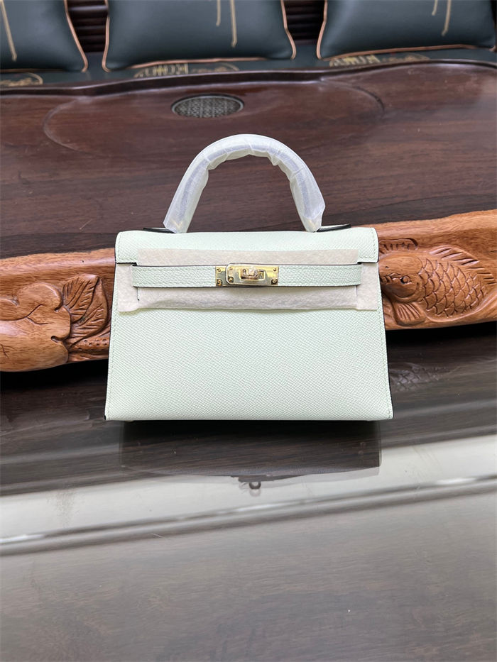 Hermes Kelly Mini II Bag Epsom Leather In Vert Fizz CTN High