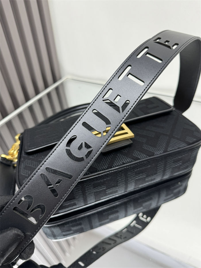 BAGUETTE canvas Laser Cut Strap bag Black High