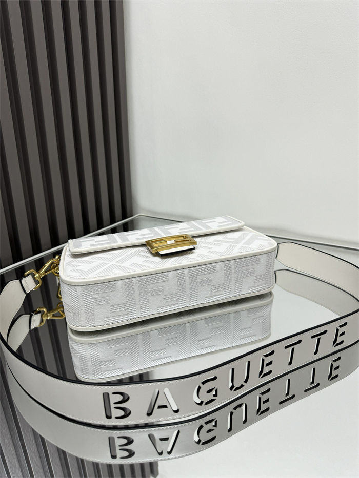 BAGUETTE canvas Laser Cut Strap bag White High