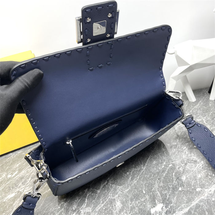 BAGUETTE Selleria bag with oversized topstitching Navy Blue High