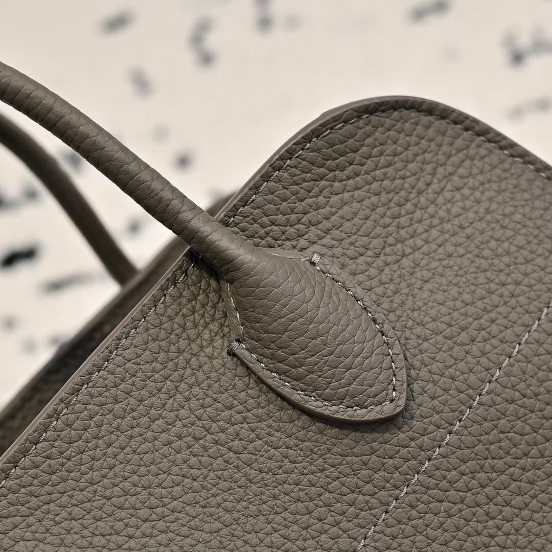 The Row Soft Margaux 10 Bag in Grained Calfskin Grey High