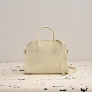 The Row Soft Margaux 11 Bag in Grained Calfskin White High