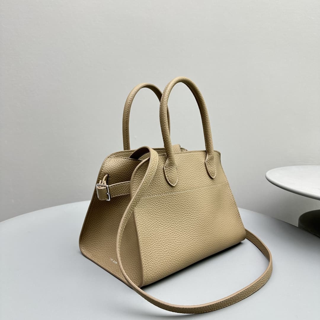 The Row Soft Margaux 13 Bag in Grained Calfskin Beige High