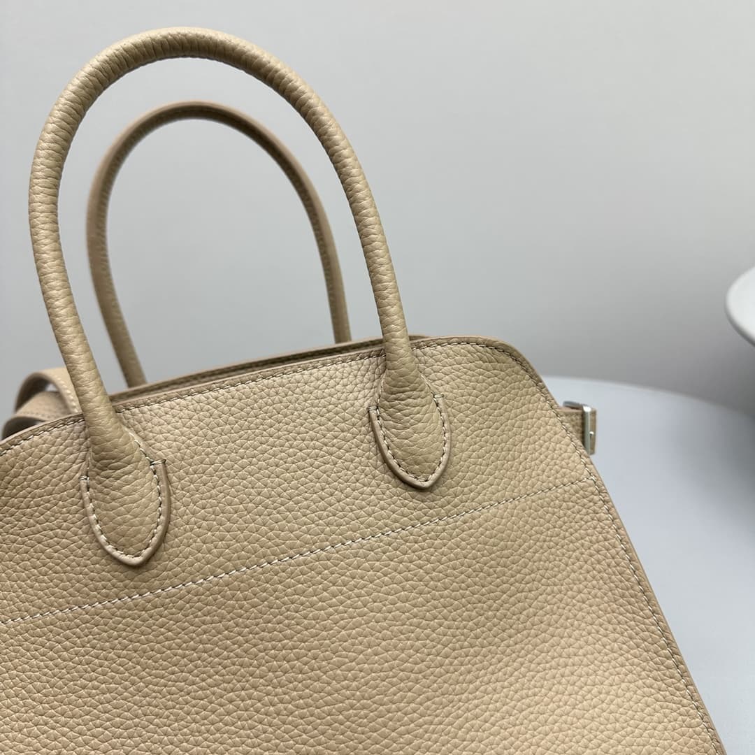 The Row Soft Margaux 13 Bag in Grained Calfskin Beige High