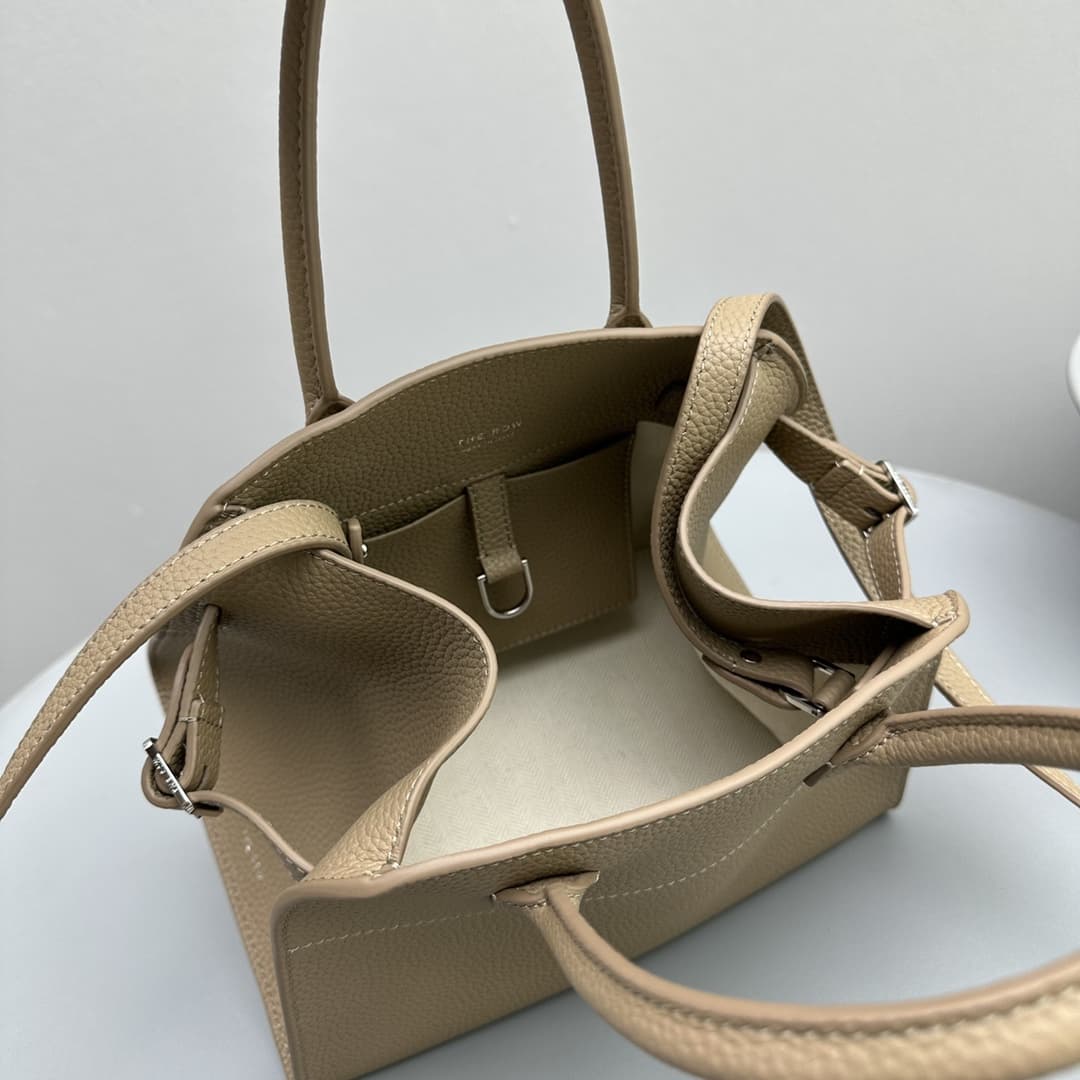 The Row Soft Margaux 13 Bag in Grained Calfskin Beige High