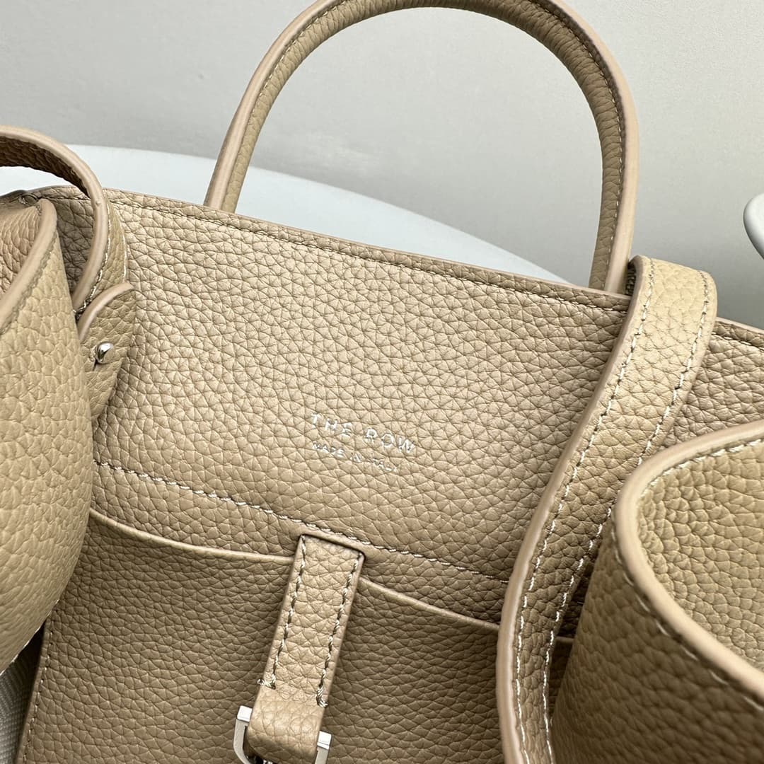 The Row Soft Margaux 13 Bag in Grained Calfskin Beige High