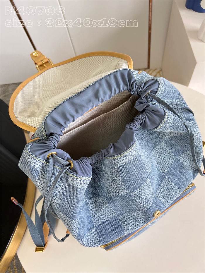 Louis Vuitton Montsouris Backpack Damier Denim 3D Canvas N40708 High