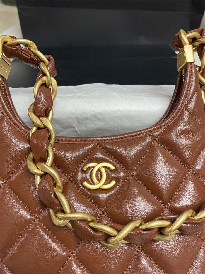 Chanel SMALL HOBO BAG AS4922 Shiny Lambskin & Gold Metal A