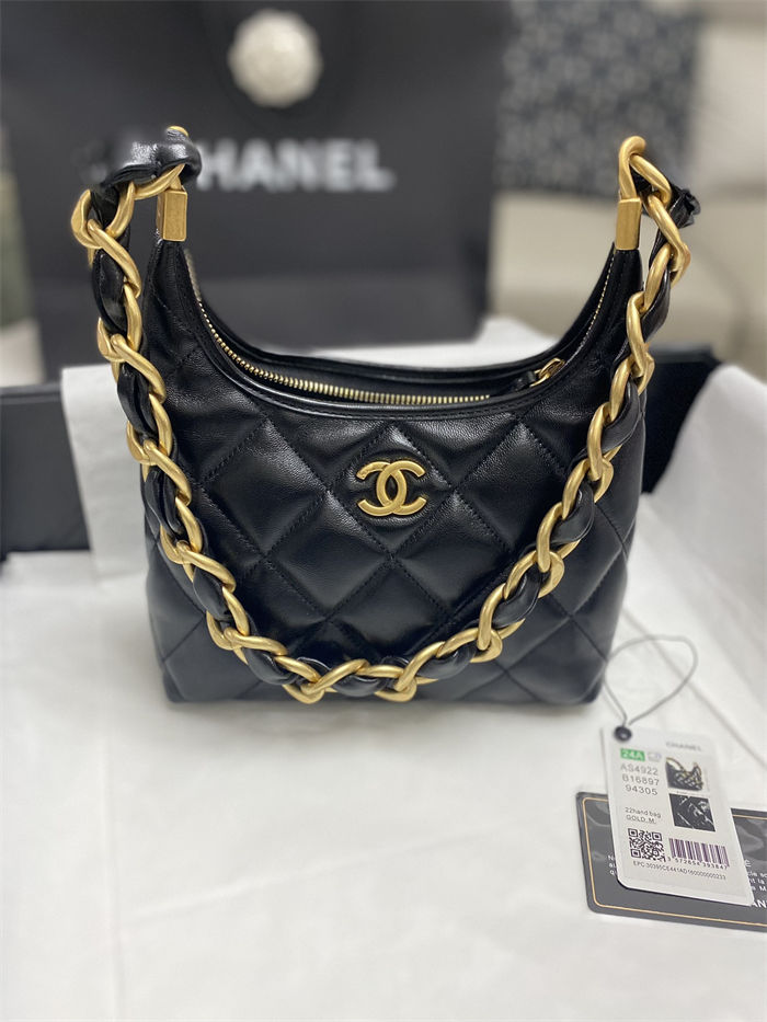 Chanel SMALL HOBO BAG AS4922 Shiny Lambskin & Gold Metal A