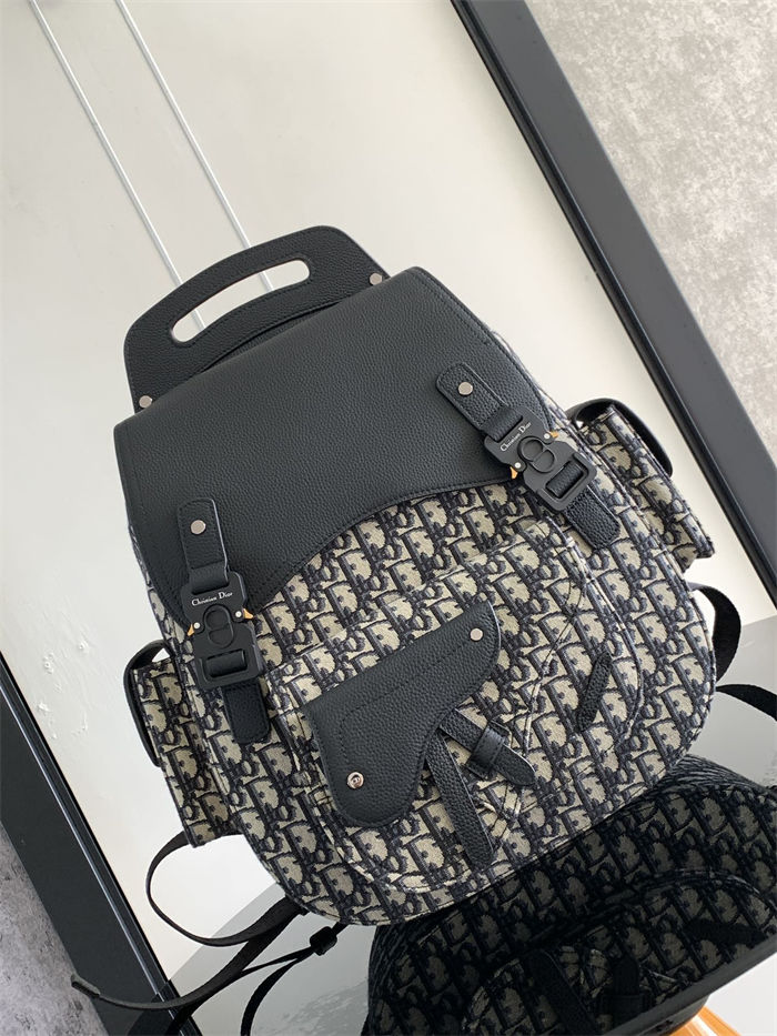 Dior Maxi Gallop Backpack Dior Oblique Jacquard with Grained Calfskin High