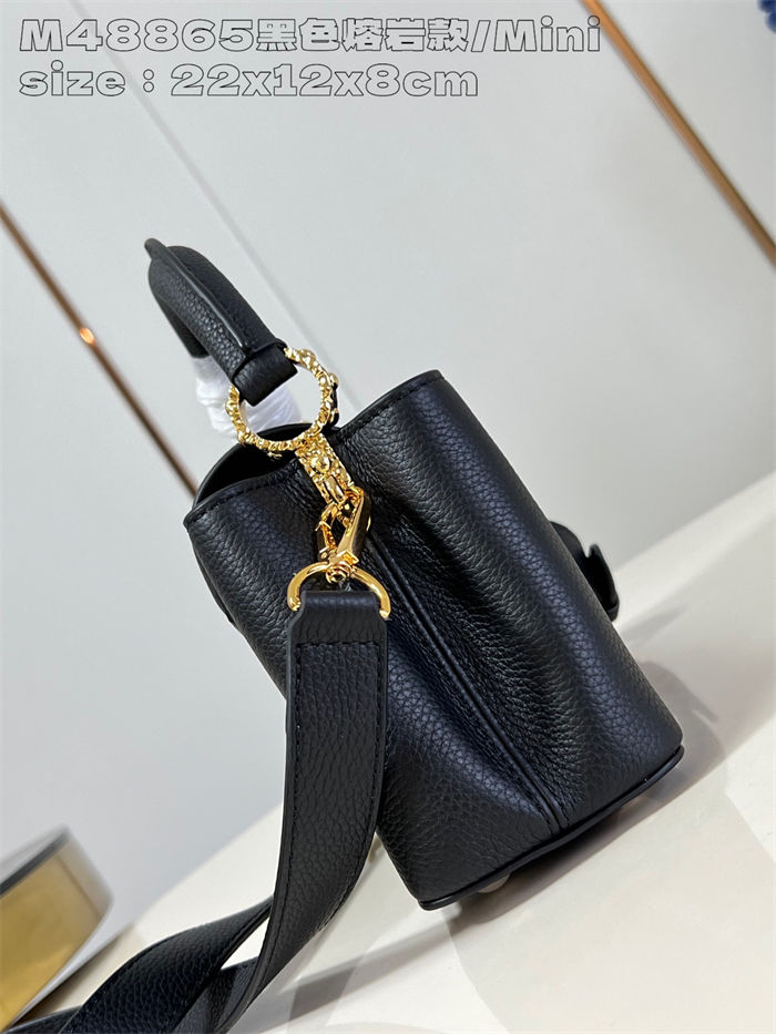 Louis Vuitton Capucines East-West Mini Grained calfskin M48865/M24671 Black High