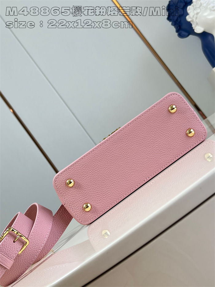 Louis Vuitton Capucines East-West Mini Grained calfskin M48865/M24671 Pink High