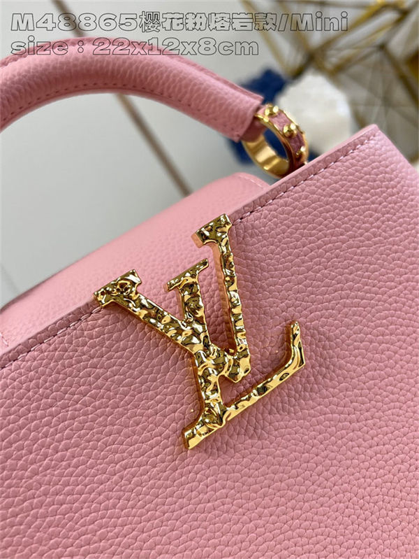 Louis Vuitton Capucines East-West Mini Grained calfskin M48865/M24671 Pink High