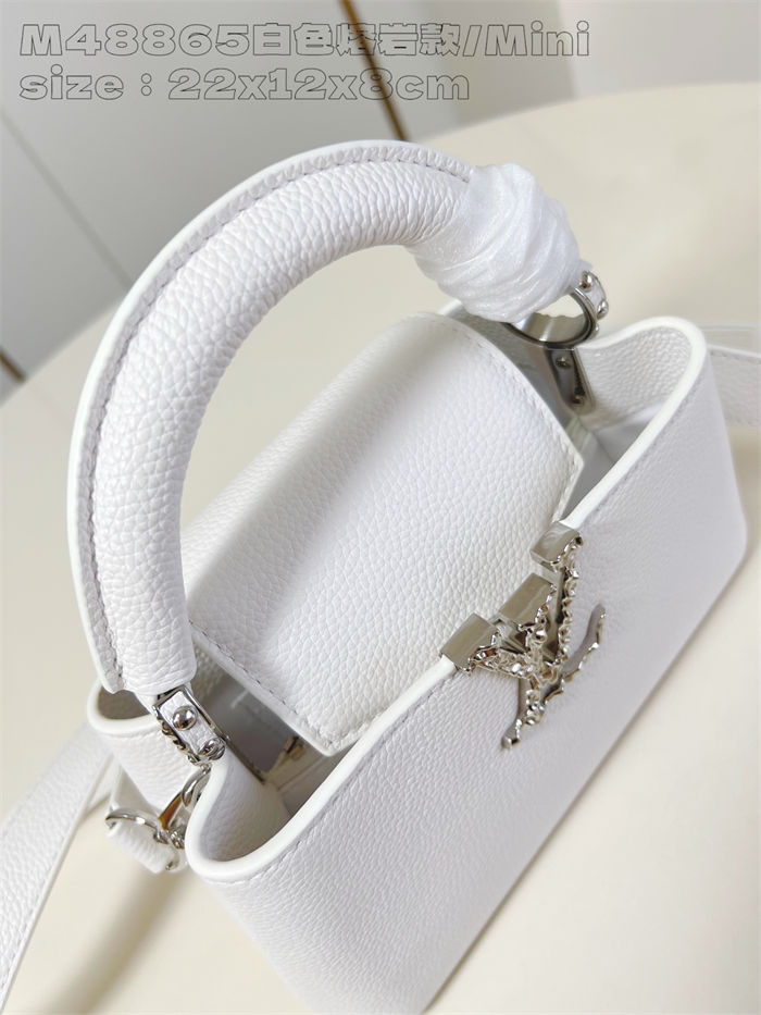 Louis Vuitton Capucines East-West Mini Grained calfskin M48865/M24671 White High